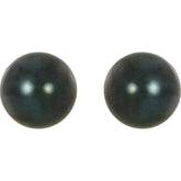 14K White 7 mm Black Akoya Cultured Pearl Earrings